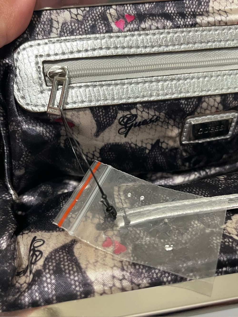 Guess Y2K Iconic Silver Rhinestones Clutch Shoulder Bag - Picture 7 of 9